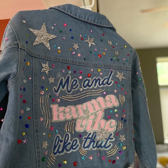 Eras Tour Glitter Karma Cropped Jean Jacket - Picture 5 of 7